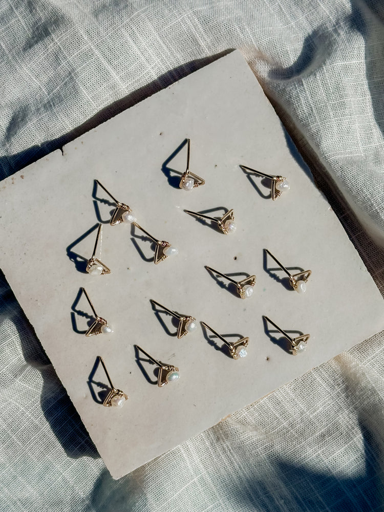 Pearl Studs (circle or triangle)